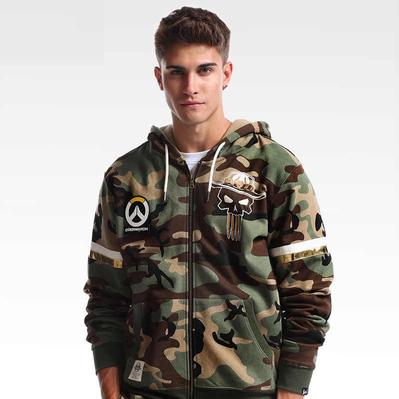Blizzard Overwatch Mccree Sweatshirt OW Zip Up Army Green Hoodies For Boys Mens