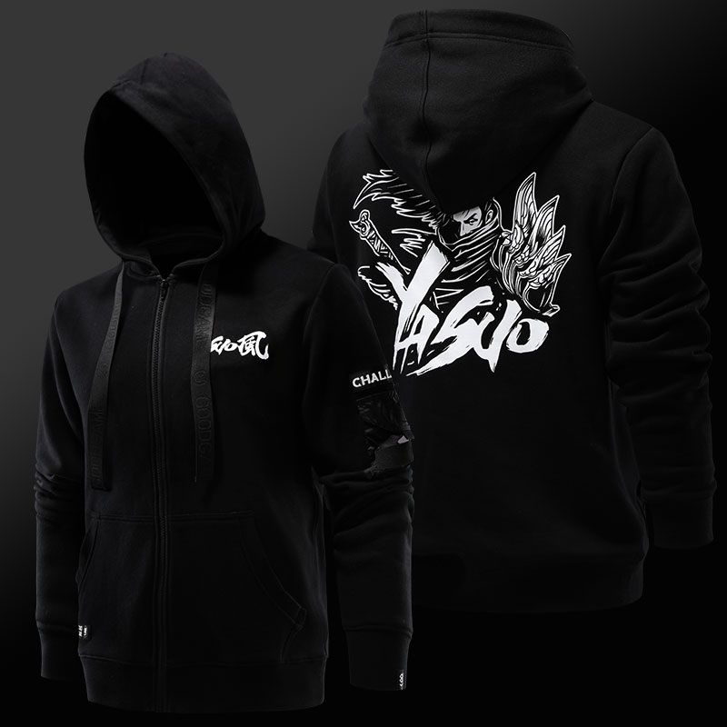 Cool League of Legends เสื้อกันหนาว Yasuo LOL S7 Black Coats for Youth