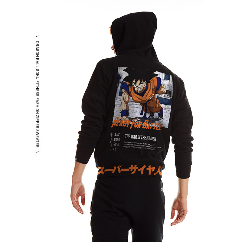 Quality Dragon Ball Son Goku Hoodie DB Super Saiyan Black Zip Hooded Sweatshirt
