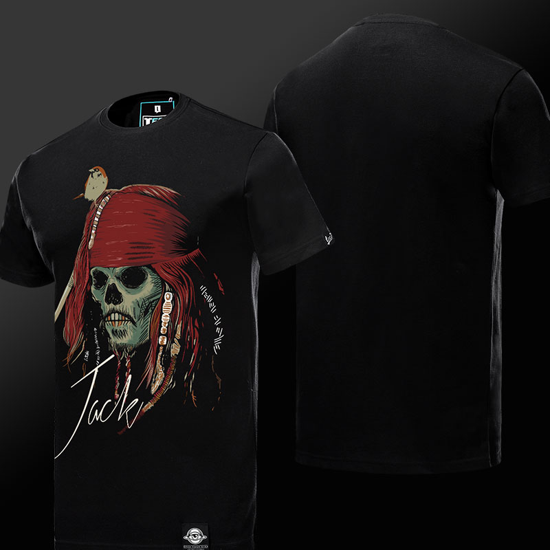 Luminous Pirates of the Caribbean Jack Tshirt Black Mens T-shirt