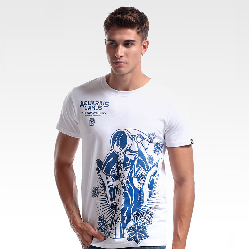 Saint Seiya Camus T-shirt Aquarius White Tee Shirts