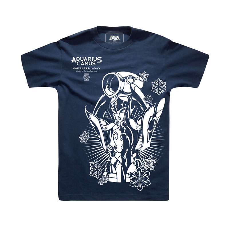 Saint Seiya Camus T-shirt Aquarius vit Tee Skjortor