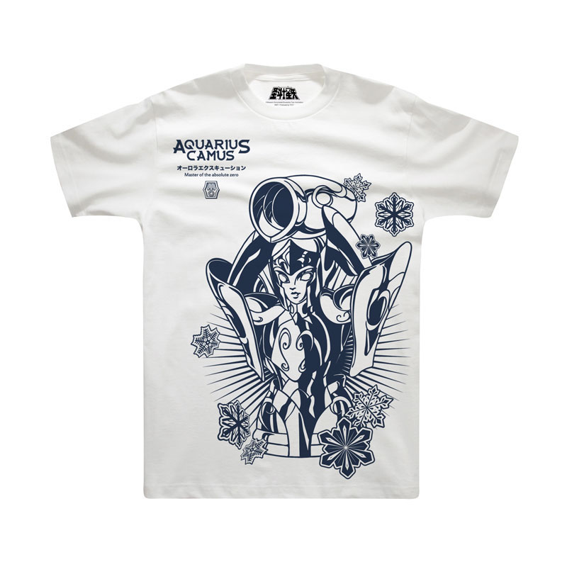 Saint Seiya Camus T-shirt Aquarius białe koszulki