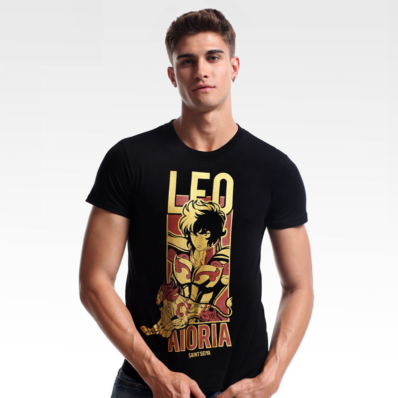 Saint Seiya Leo trišakiai Legenda apie šventyklą Aioria juoda 3XL Mens marškinėlius