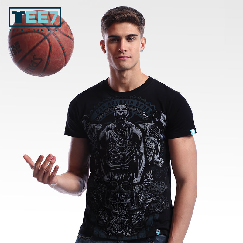 Czarny T-shirt gwiazd NBA Spurs