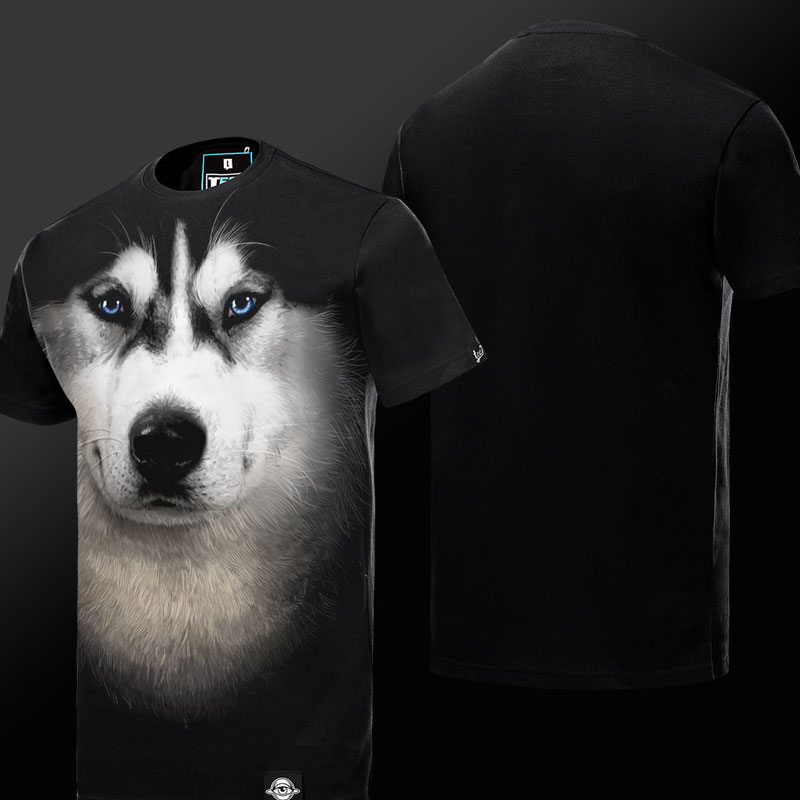 3D Dog tricou negru animal teuri pentru barbati