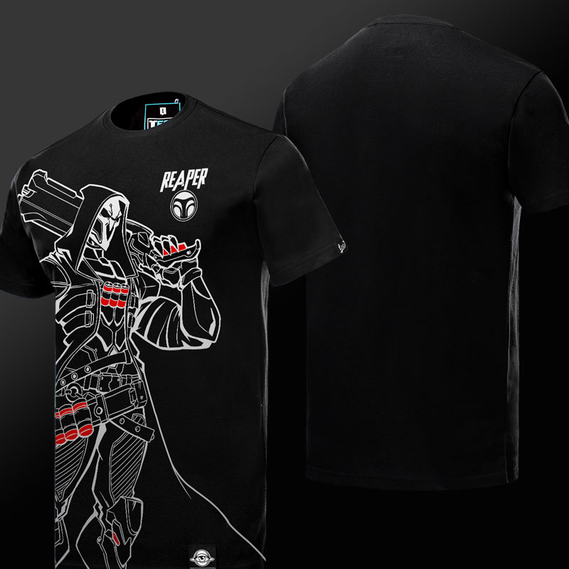 Cool Overwatch Reaper Tees til mænd sorte T-shirts