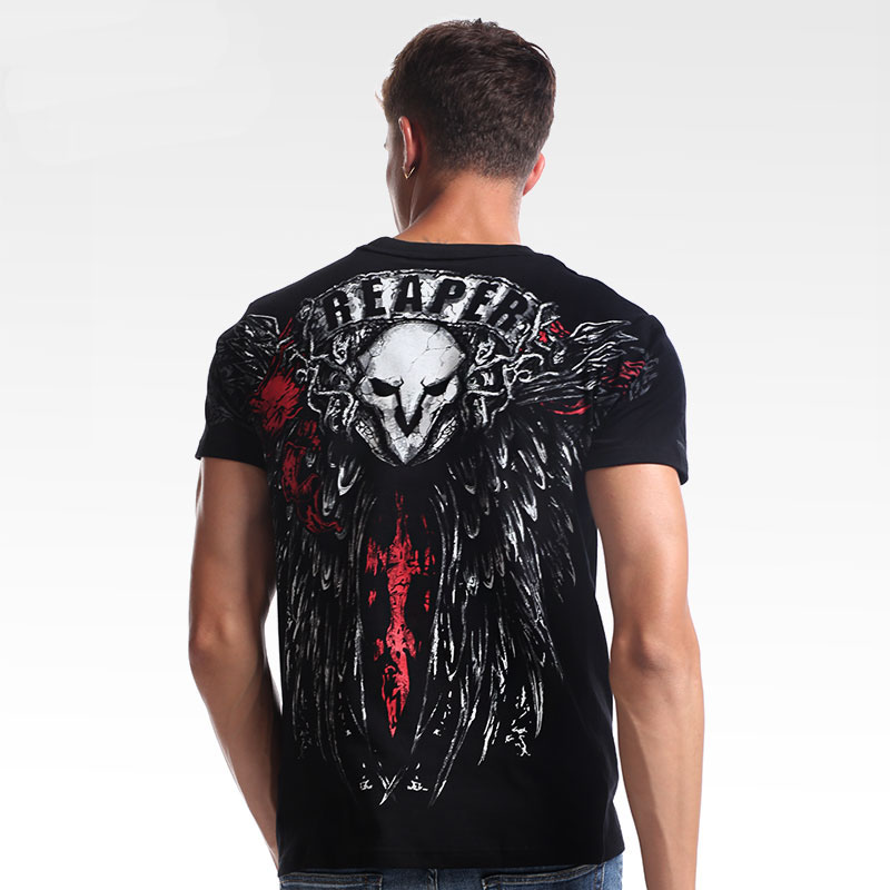 Cool Overwatch Reaper T-shirt Nam màu đen áo sơ mi