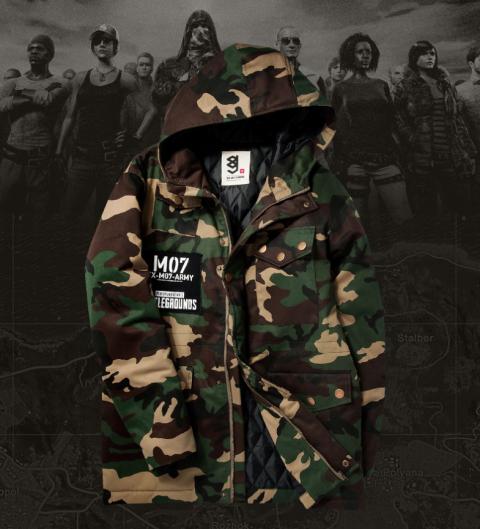 Winter PUBG Zip Up Long Thick Coat Playerunknown&#039;S Battlegrounds Army Green Hooded Coat