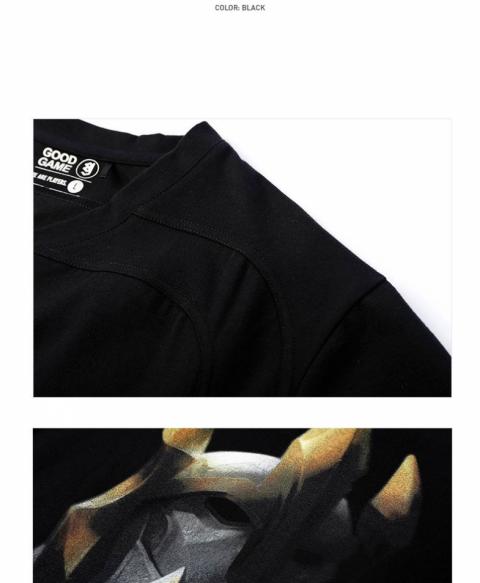 LOL Galio T-shirt League Legends Hero Czarne koszulki z długim rękawem