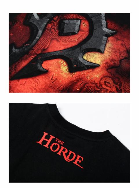 Blizzard WOW Horde Logo T-shirt World of Warcraft Black Long Sleeve Tees