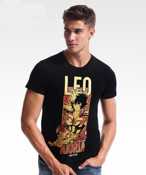 Saint Seiya Leo Tees Legend of Sanctuary Aioria đen 3XL Mens Tshirt