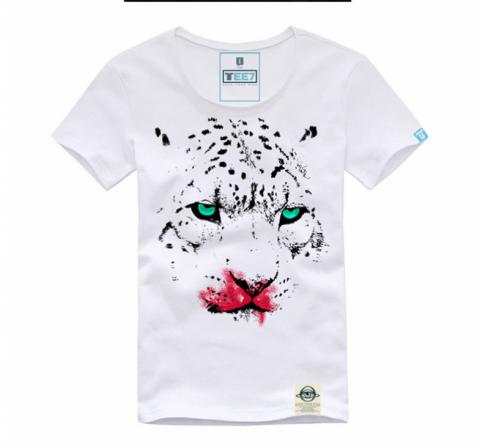 3D Leopard T-shirt White Womens Tees
