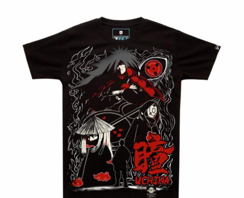 Cool Naruto Uchiha Madara Tshirt czarne męskie Tee Shirt