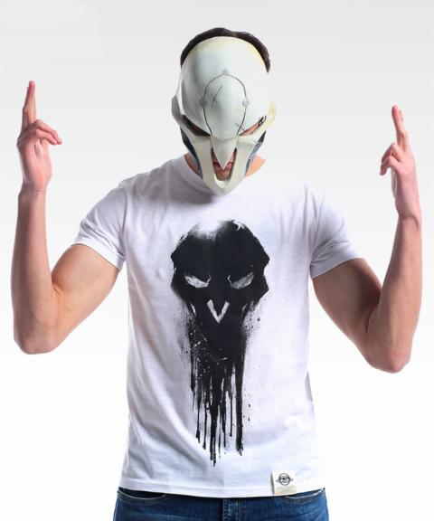 Ink Print Overwatch Reaper Tshirt Short Sleeve White OW Hero Tee