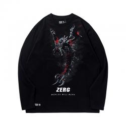 品質 スタークラフト Zerg ロゴ Tシャツ スタークラフト ブラック ロングスリーブ ティー