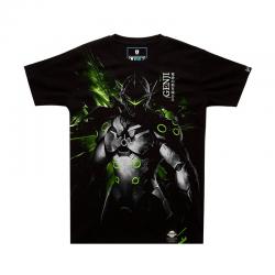 Overwatch Genji bohater koszulki męskie Black Koszulka